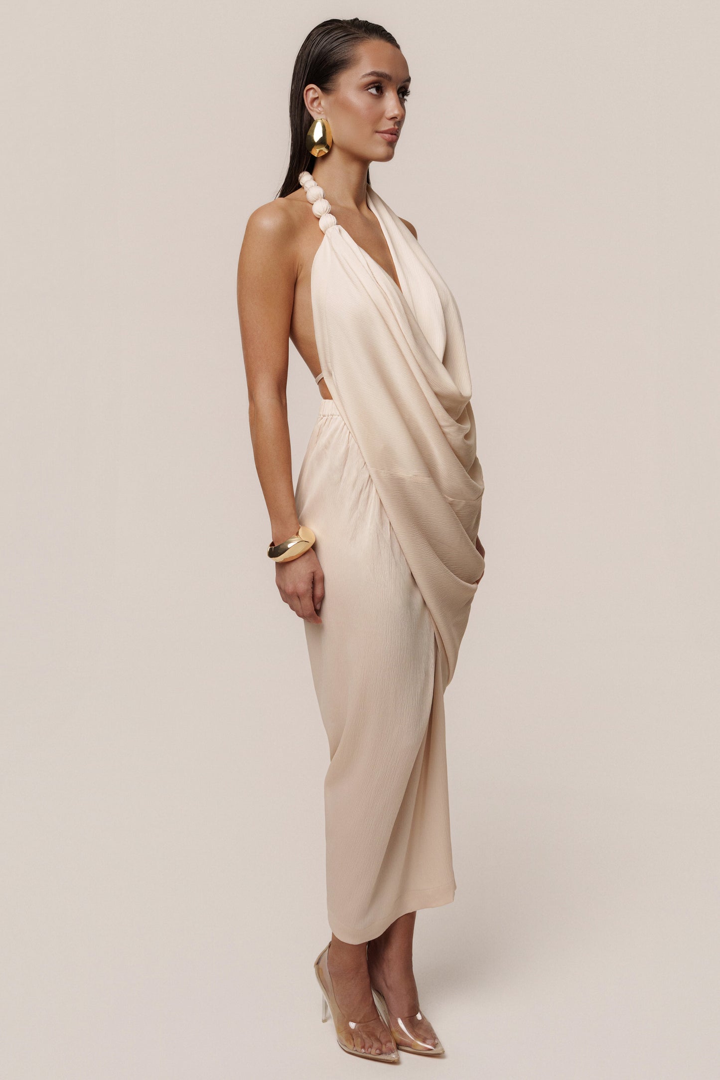 Luna Robe Drapée Dolce - Champagne