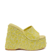DESIGNER Solange Wedges en Raphia et Sequins - Jaune