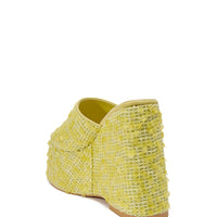 DESIGNER Solange Wedges en Raphia et Sequins - Jaune