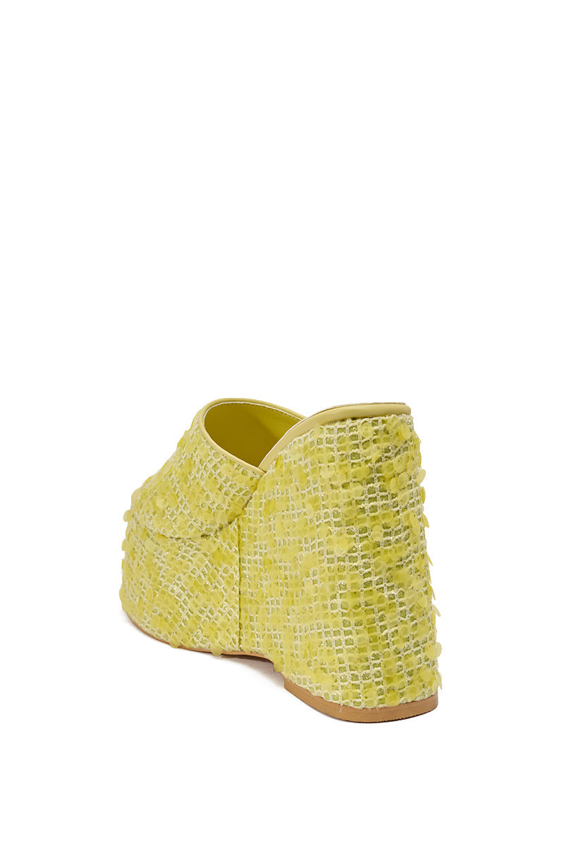 DESIGNER Solange Wedges en Raphia et Sequins - Jaune