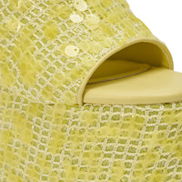 DESIGNER Solange Wedges en Raphia et Sequins - Jaune