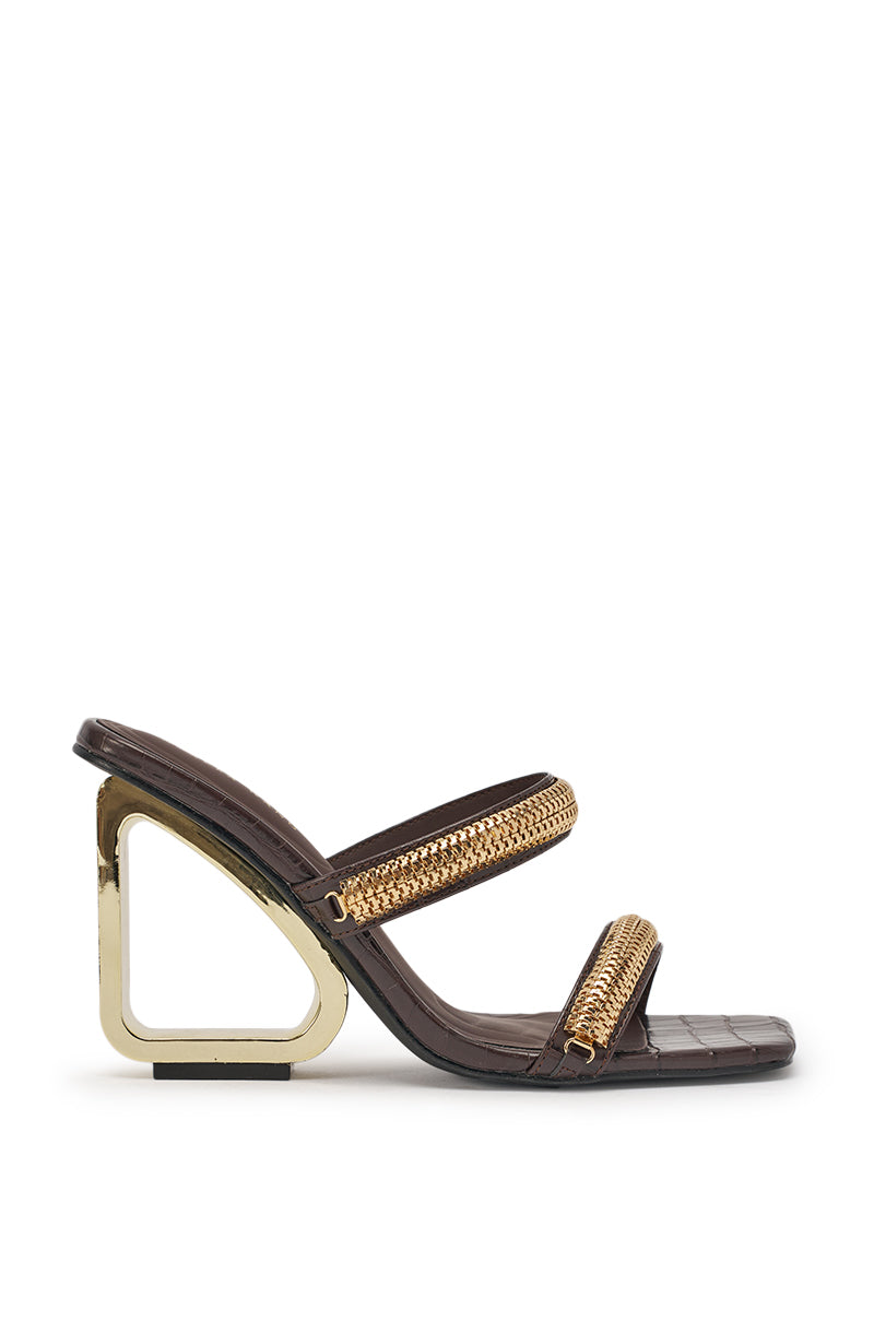 DESIGNER Léa Sandales Compensées Ornées - Chocolat Croco