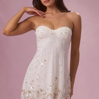Gaia Robe Mini Bandeau Ornée - Ivoire
