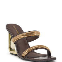 DESIGNER Léa Sandales Compensées Ornées - Chocolat Croco