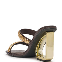 DESIGNER Léa Sandales Compensées Ornées - Chocolat Croco