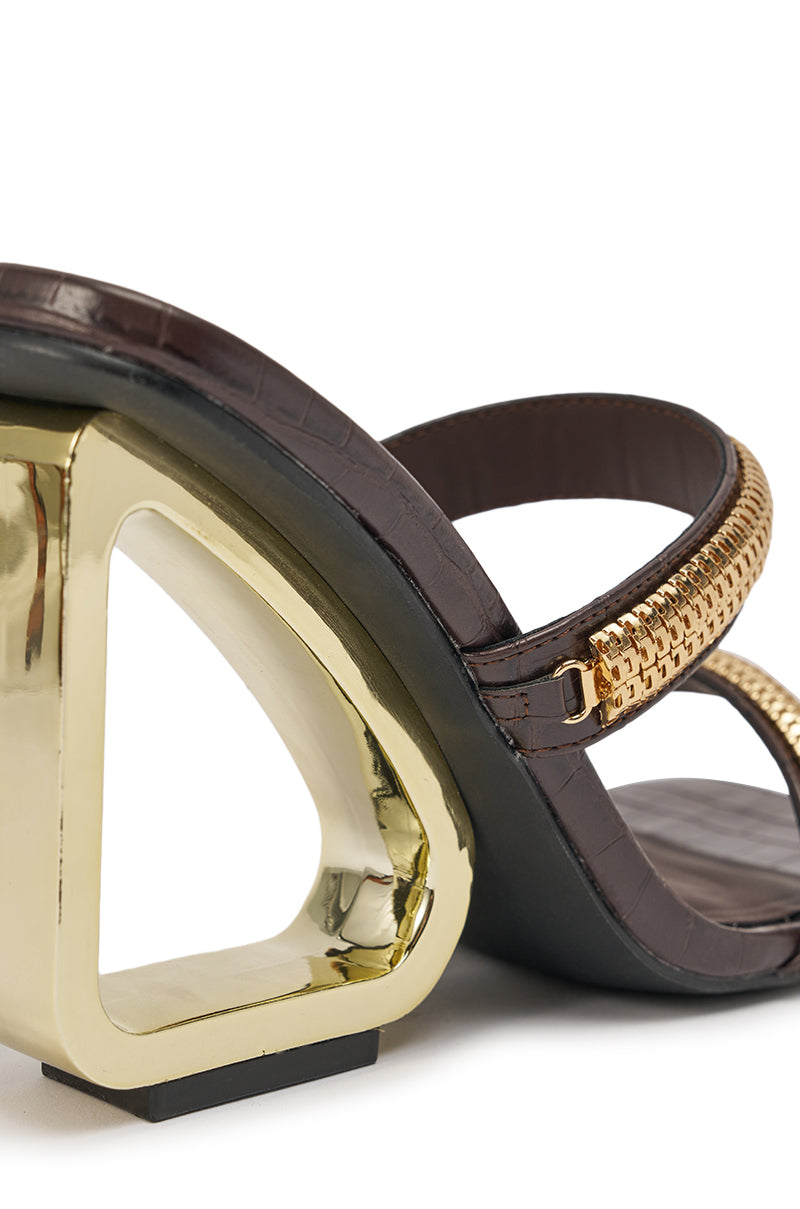 DESIGNER Léa Sandales Compensées Ornées - Chocolat Croco