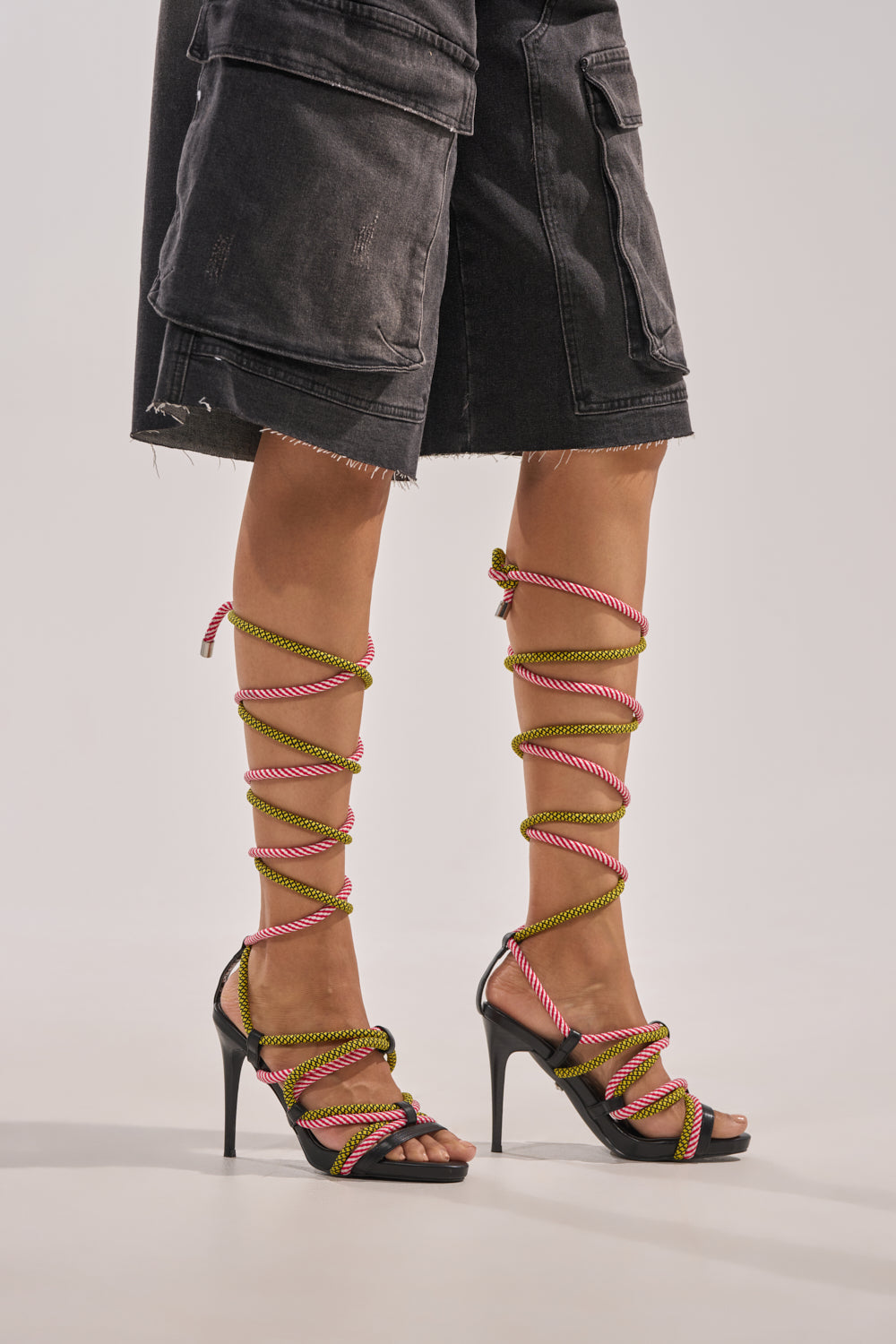 DESIGNER Manon Sandales Stiletto à Lacets en Corde