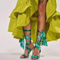 DESIGNER Margaux Sandales à Brides en Satin - Vert