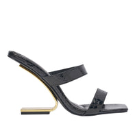 DESIGNER Valentine Mules Compensées Effet Serpent - Noir
