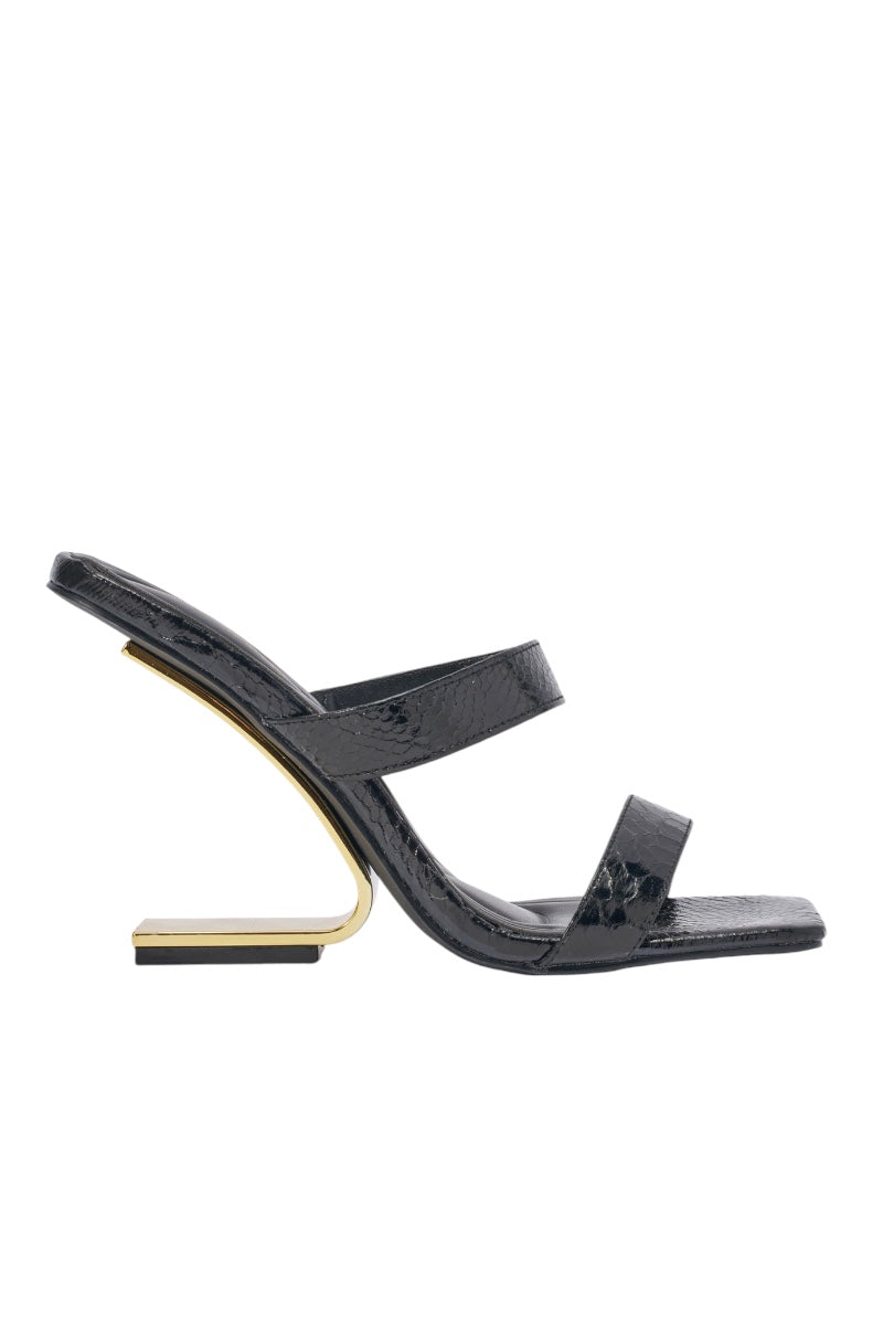 DESIGNER Valentine Mules Compensées Effet Serpent - Noir
