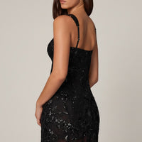 Adeya Robe Mini Trapèze Ornée - Noir