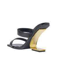 DESIGNER Valentine Mules Compensées Effet Serpent - Noir