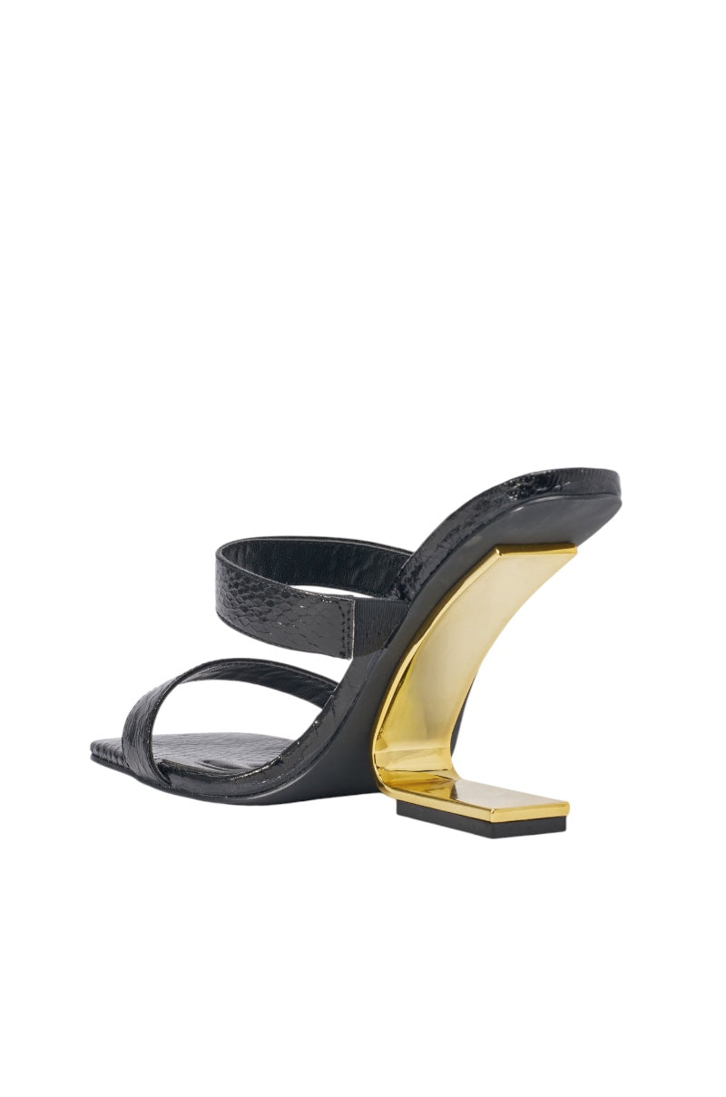 DESIGNER Valentine Mules Compensées Effet Serpent - Noir