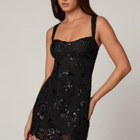 Adeya Robe Mini Trapèze Ornée - Noir