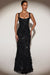 Vashinata Robe de Soirée Corsetée à Appliques - Noir