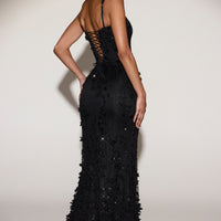 Vashinata Robe de Soirée Corsetée à Appliques - Noir