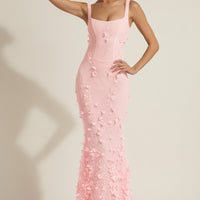 Vashinata Robe de Soirée Corsetée à Appliques - Rose