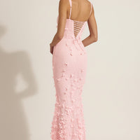 Vashinata Robe de Soirée Corsetée à Appliques - Rose