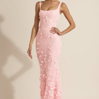 Vashinata Robe de Soirée Corsetée à Appliques - Rose