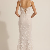 Vashinata Robe de Soirée Corsetée à Appliques - Blanc