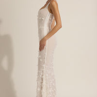 Vashinata Robe de Soirée Corsetée à Appliques - Blanc