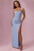 Celeste Robe de Demoiselle d'Honneur Drapée en Mesh Premium - Bleu Poudré