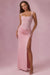 Celeste Robe de Demoiselle d'Honneur Drapée en Mesh Premium - Rose Poudré
