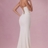 Mira Robe Gown Corset Sans Bretelles Ornée - Ivoire