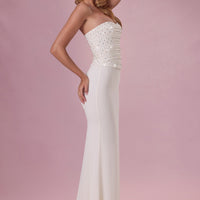Mira Robe Gown Corset Sans Bretelles Ornée - Ivoire