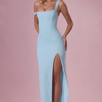 Seraphina Robe Gown Corset Drapé en Mesh Premium - Aqua Clair