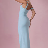 Seraphina Robe Gown Corset Drapé en Mesh Premium - Aqua Clair