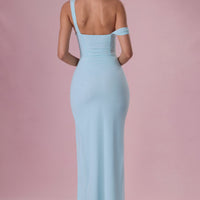 Seraphina Robe Gown Corset Drapé en Mesh Premium - Aqua Clair