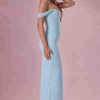 Seraphina Robe Gown Corset Drapé en Mesh Premium - Aqua Clair