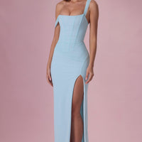 Seraphina Robe Gown Corset Drapé en Mesh Premium - Aqua Clair