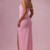Seraphina Robe Gown Corset Drapé en Mesh Premium - Rose Bonbon