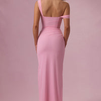 Seraphina Robe Gown Corset Drapé en Mesh Premium - Rose Bonbon