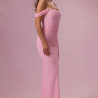 Seraphina Robe Gown Corset Drapé en Mesh Premium - Rose Bonbon