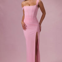Seraphina Robe Gown Corset Drapé en Mesh Premium - Rose Bonbon