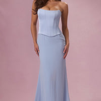 Eliana Robe de Demoiselle d'Honneur Corset en Satin Premium - Bleu Poudré