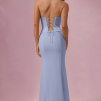 Eliana Robe de Demoiselle d'Honneur Corset en Satin Premium - Bleu Poudré