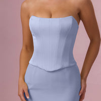 Eliana Robe de Demoiselle d'Honneur Corset en Satin Premium - Bleu Poudré