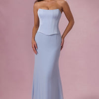 Eliana Robe de Demoiselle d'Honneur Corset en Satin Premium - Bleu Poudré