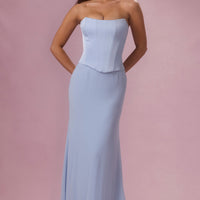 Eliana Robe de Demoiselle d'Honneur Corset en Satin Premium - Bleu Poudré