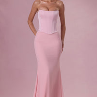 Eliana Robe de Demoiselle d'Honneur Corset en Satin Premium - Rose Poudré