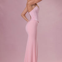 Eliana Robe de Demoiselle d'Honneur Corset en Satin Premium - Rose Poudré