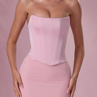 Eliana Robe de Demoiselle d'Honneur Corset en Satin Premium - Rose Poudré
