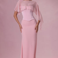 Eliana Robe de Demoiselle d'Honneur Corset en Satin Premium - Rose Poudré