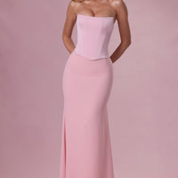 Eliana Robe de Demoiselle d'Honneur Corset en Satin Premium - Rose Poudré
