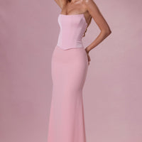Eliana Robe de Demoiselle d'Honneur Corset en Satin Premium - Rose Poudré