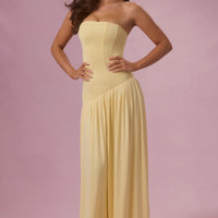 Aurelia Robe Gown Bustier en Jersey Premium - Jaune Beurre